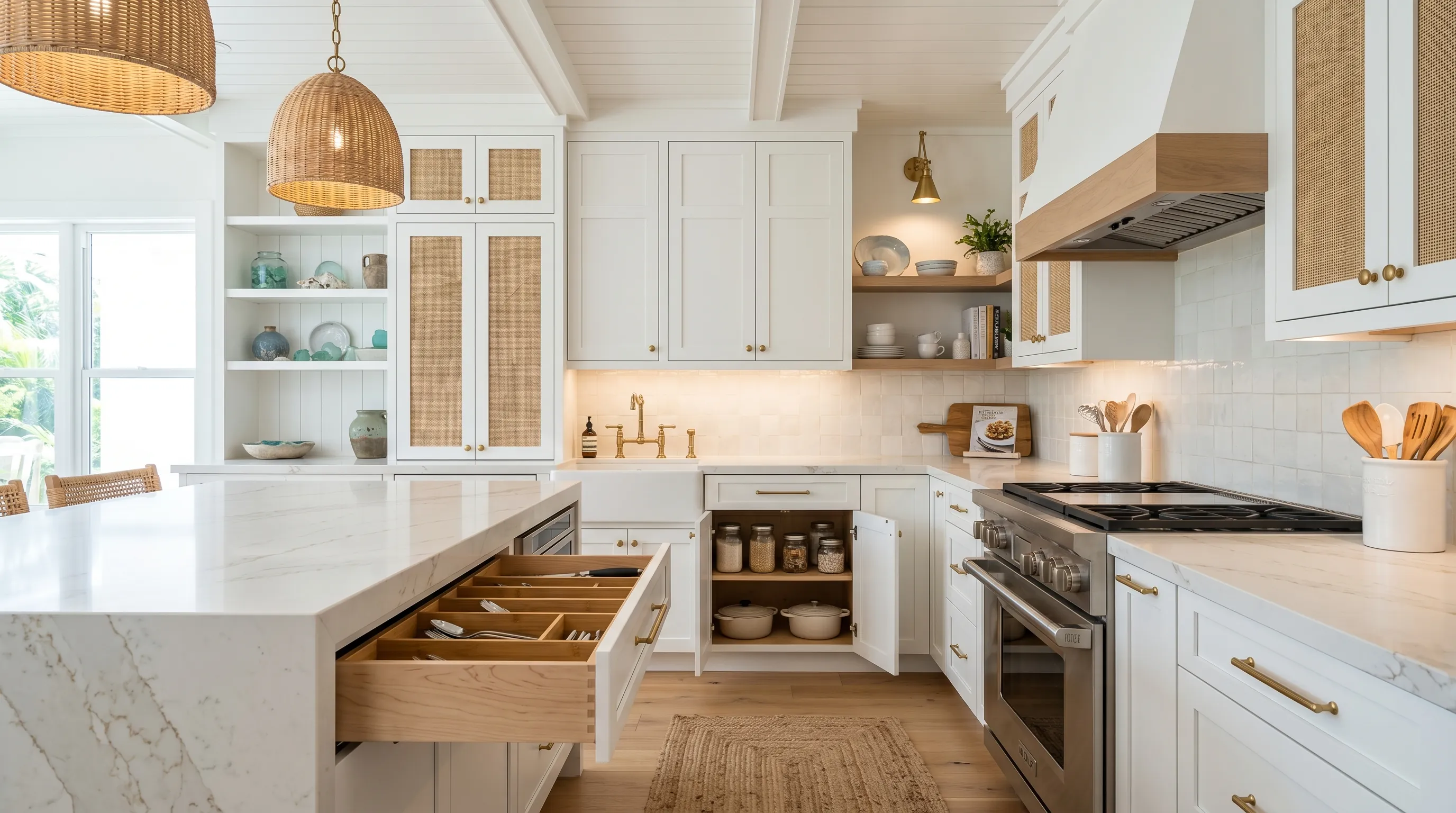 Custom Delray Beach kitchen cabinet and countertop remodel with elegant finish details